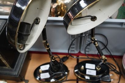 Paire de lampes de bureau en métal noir et...