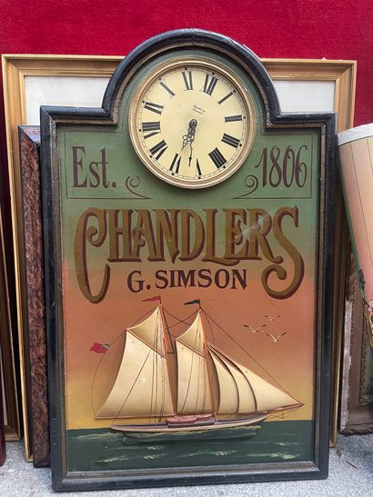 Gravure de chasse dans le goût anglais, horloge...