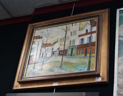 G. MUSSET, La rue, hst signée en bas à droite....