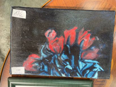 Moral HORGUT : DEUX ROSES. Huile sur papier...