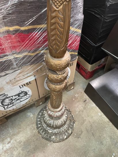Pieds de lampe balustre en verre taillé et...
