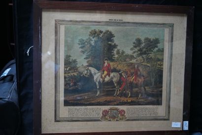 Lot de pièces encadrées, deux gravures de...