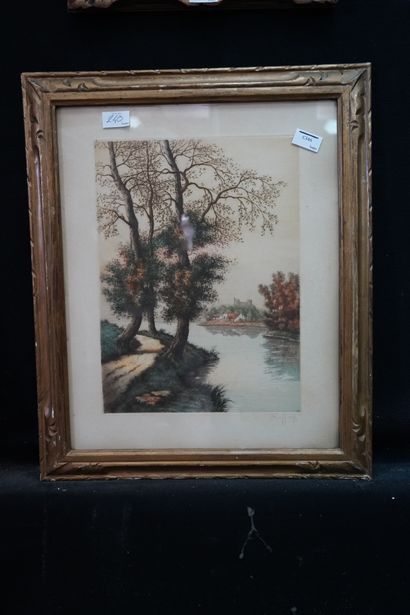 A. RON, Paysage enneigé, huile sur toile...