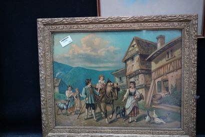Ensemble de pièces encadrées : Vue de Montigny,...