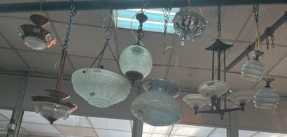 Ensemble de luminaires en verre et métal,...
