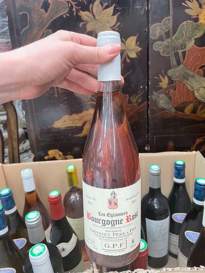 Réunion de bouteilles de vin : Pouilly Fuissé...