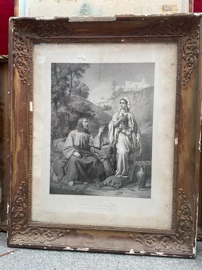 Réunion de pièces encadrées, carte, portrait...