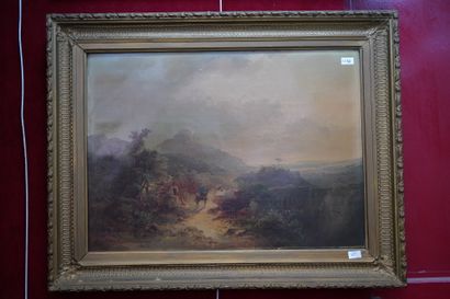Deux grandes pièces encadrées à décor de...