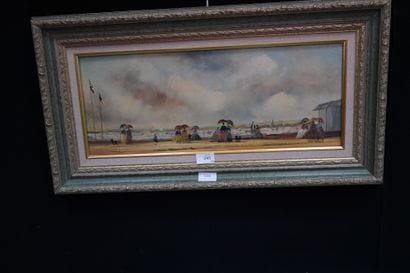 KOZDIAN, Le bord de mer au XIXe siècle, huile...