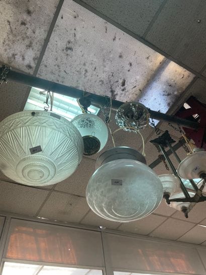 Ensemble de luminaires en verre et métal,...