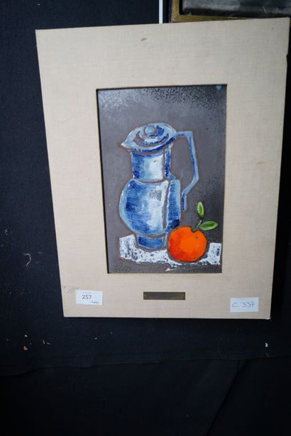 GIRAUD pour VALLAURIS, Nature morte à l'agrume,...