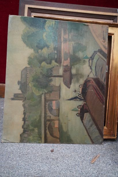 Réunion d'huiles sur toile et panneaux :...