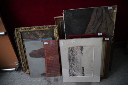 Ensemble d'huiles sur toile et panneaux,...