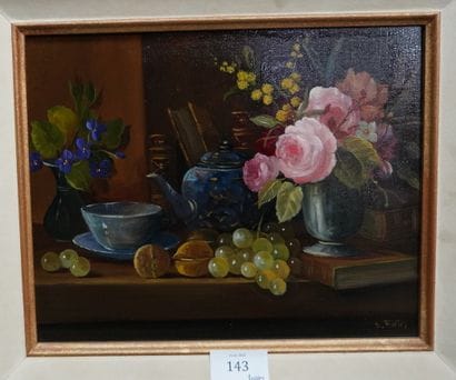 S. FORTIN (XXe), Nature morte au bouquet...
