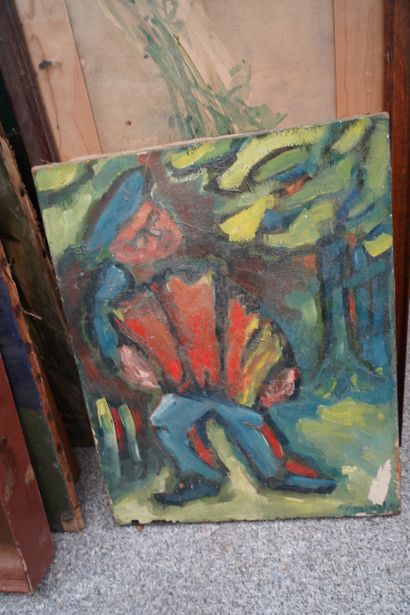 Réunion d'huiles sur toile et panneaux :...