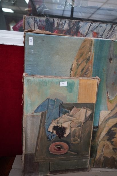 BESCHARD, Bord de mer, huile sur toile signée...