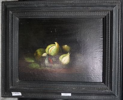 Ecole MODERNE. Nature morte aux figues. Huile...