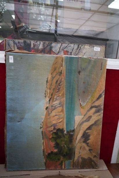 BESCHARD, Bord de mer, huile sur toile signée...