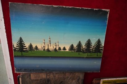 Ensemble d'huiles sur toile et panneaux :...