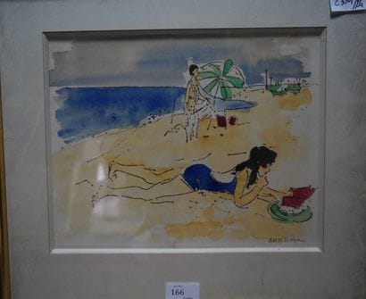 Yolande ARDISSONE (né en 1927), la plage...