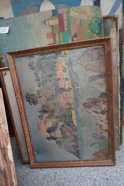 Réunion d'huiles sur toile et panneaux :...