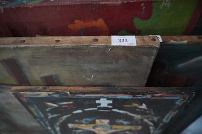 Ensemble d'huiles sur toile et panneaux :...