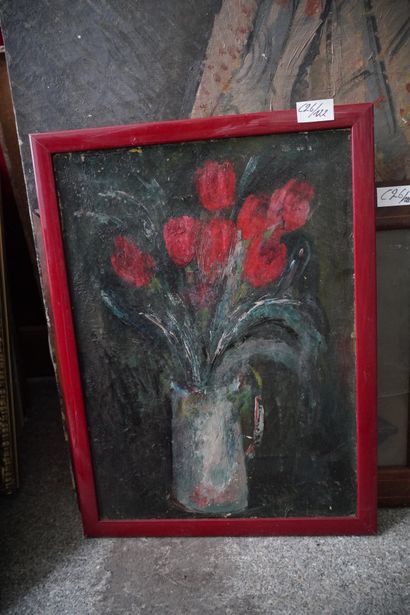 Ensemble d'huiles sur toile et panneaux,...