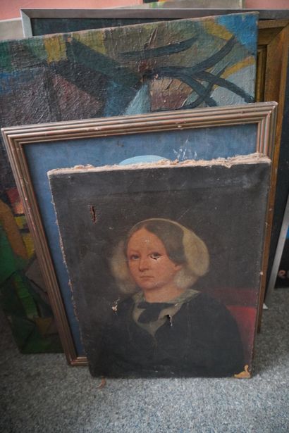 Ensemble d'huiles sur toile et panneaux,...