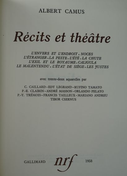 2 volumes : Albert Camus, récits théâtre,...