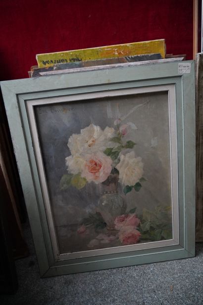 Ensemble d'huiles sur toile et panneaux :...