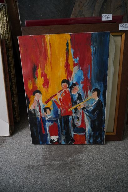 Ensemble d'huiles sur toile et panneaux,...