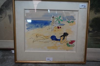 Yolande ARDISSONE (né en 1927), la plage...