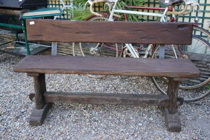 Banc d'extérieur en bois naturel et méta...