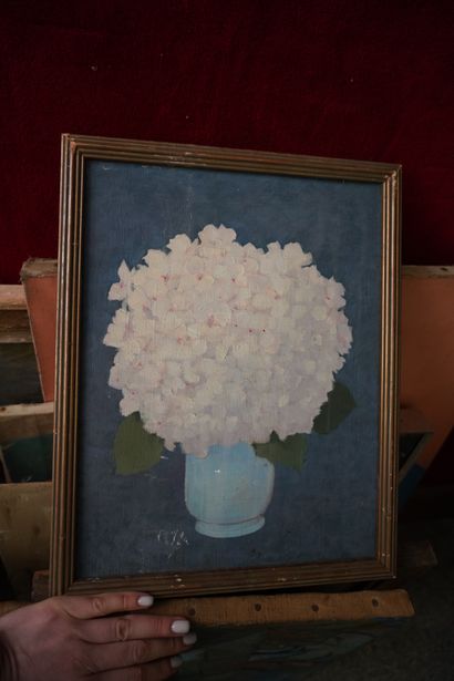 Ensemble d'huiles sur toile et panneaux,...