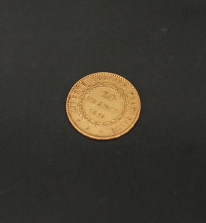 1 pièce de 20 francs or 1877. Poids : 6,4...