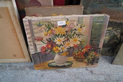 Réunion d'huiles sur toile et panneaux :...