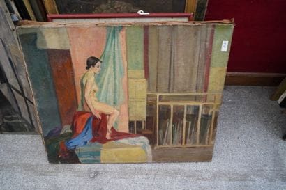 Réunion d'huiles sur toile et panneaux, aquarelles...