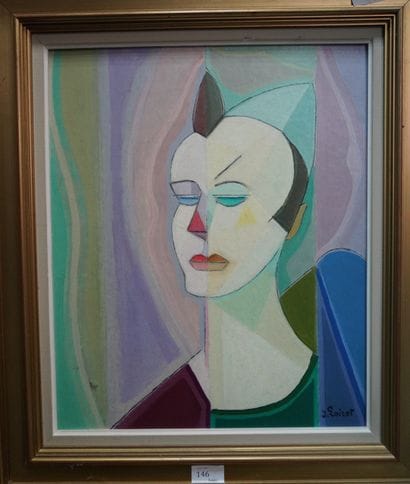 Jean LOIRET (1909-?), le clown, huile sur...