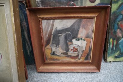 Réunion d'huiles sur toile et panneaux :...