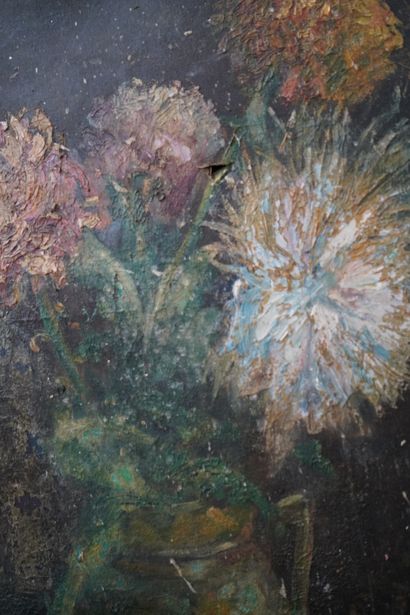 Ensemble d'huiles sur toile et panneaux :...