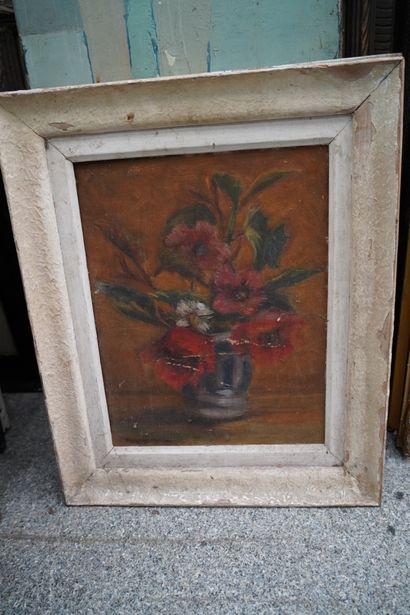 Réunion d'huiles sur toile et panneaux :...