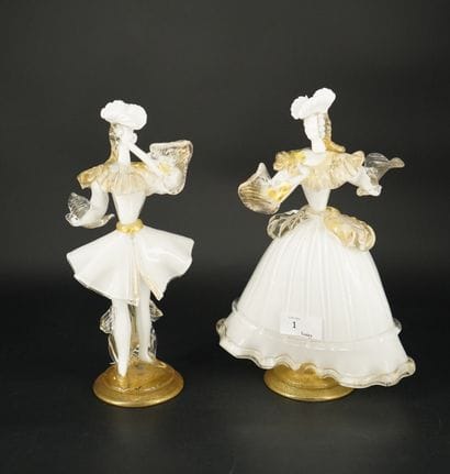 MURANO. XXe siècle. Couple de danseurs en...