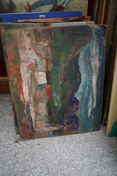 Réunion d'huiles sur toile et panneaux :...