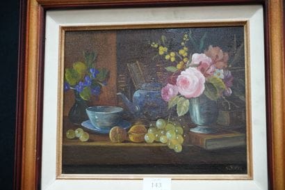 S. FORTIN (XXe), Nature morte au bouquet...