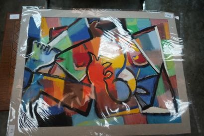 Gio COLUCCI. Composition. Gouache sur papier,...
