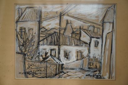 M. Verdier, Habitations, encre et gouache...