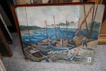 Réunion d'huiles sur toile et panneaux :...