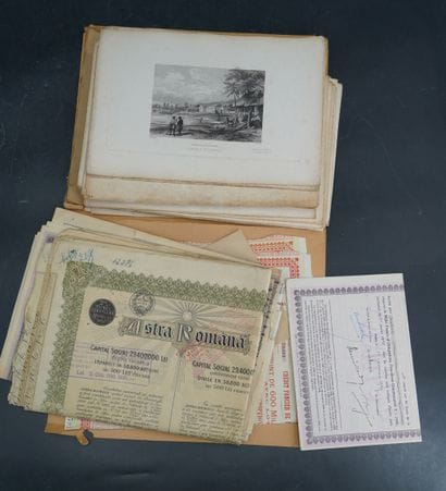 Réunion d'estampes de voyages, certaines...