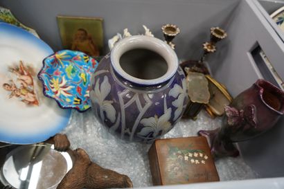 Coupe en émaux de Longwy ; miroir à l'ours...
