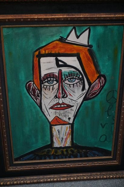 Le Clown, d'après Bernard BUFFET, huile sur...